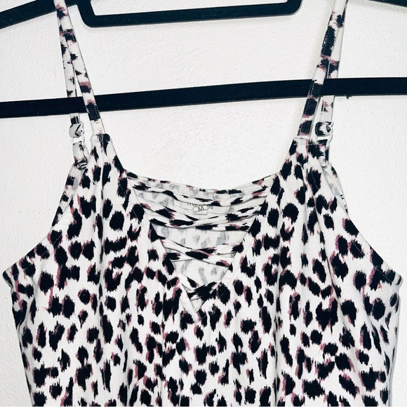 Maurices White & Black Leopard Print Strappy Front Bodysuit Medium Women’s - Picture 3 of 13
